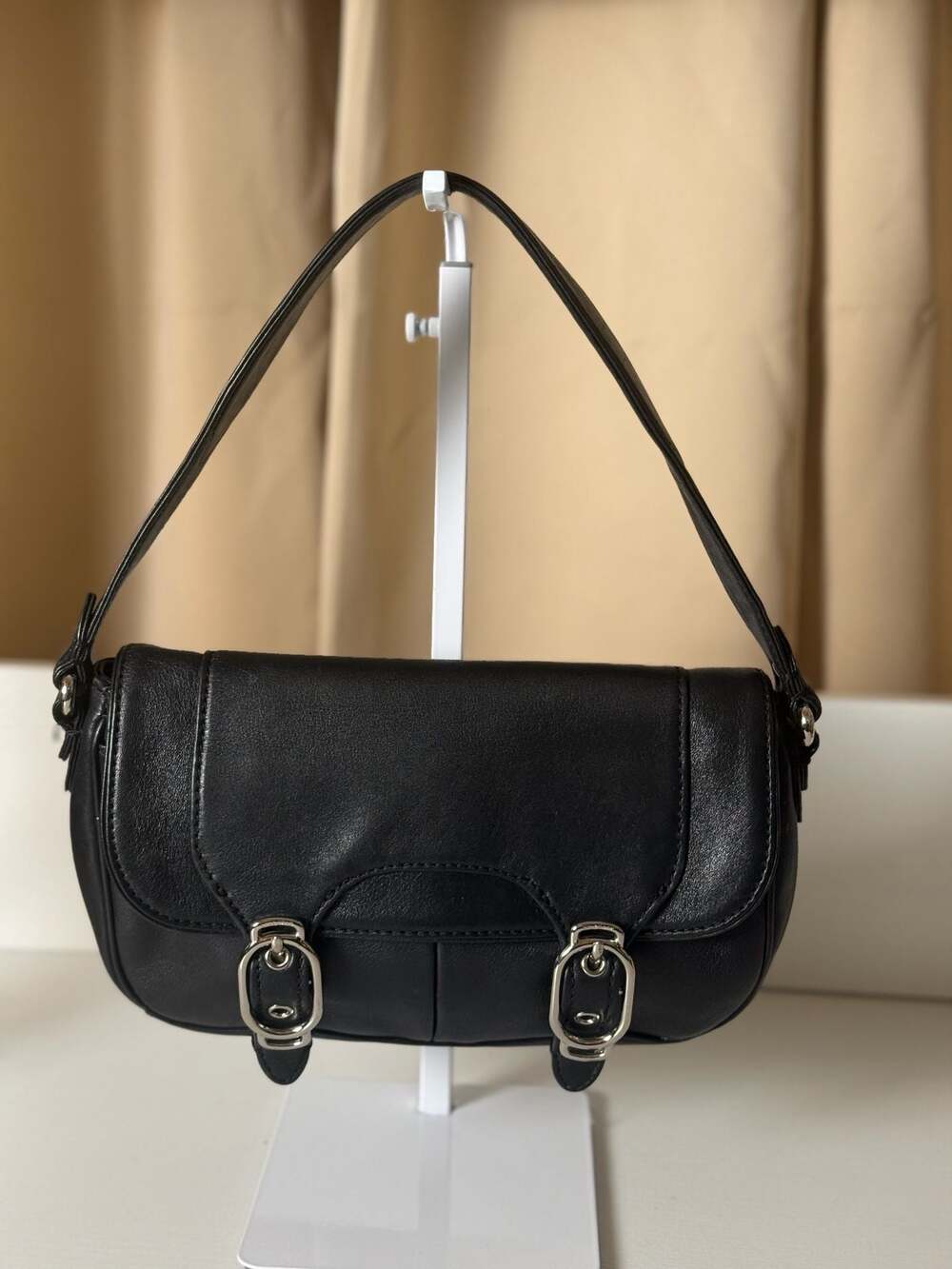 Cole Haan Alexa H04 Black Leather Equestrian Shoulder Bag